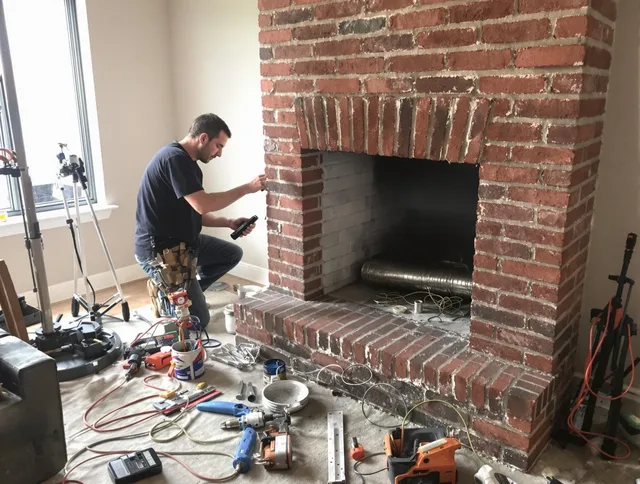 Montville Chimney Sweep specialist finalizing chimney liner service in Montville, CT