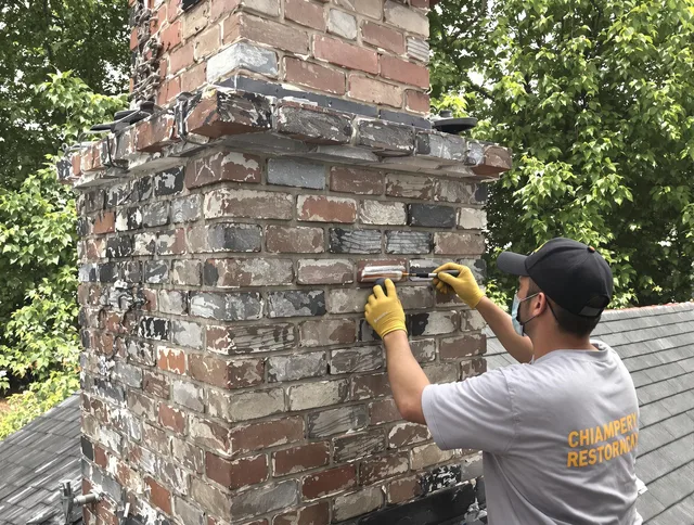 In-progress chimney restoration by Montville Chimney Sweep in Montville, CT