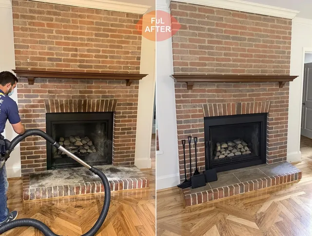 Montville Chimney Sweep carefully sanitizing a fireplace in Montville, CT