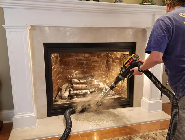 Fireplace cleaning performed by Montville Chimney Sweep in Montville, CT