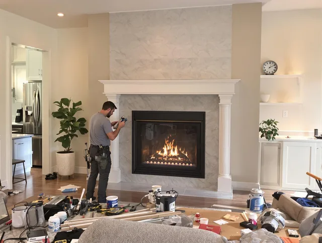 Newly installed fireplace by Montville Chimney Sweep in Montville, CT